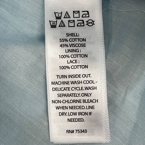 NWT Joie V Neck Ruffle Eyelet Dress Baby Blue Drawstring Waist Summer Sz M - Picture 9 of 10